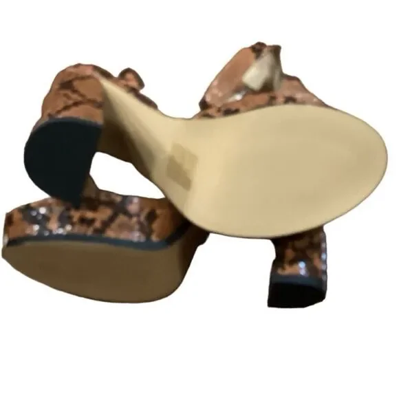 New Public Desire Snakeskin Print Ankle Platform Heels Sz 7 - Picture 8 of 8